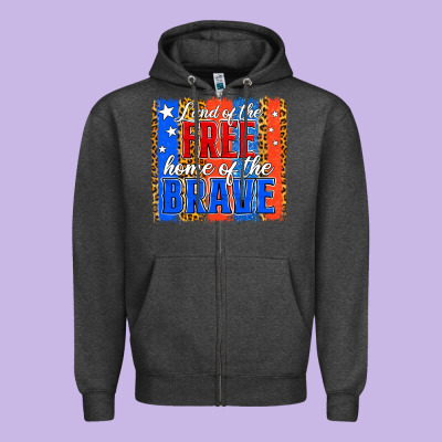 Land Of The Free 4th Of July Brushstroke Zipper Hoodie Designed By Jasminsmagicworld