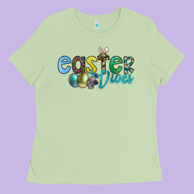Easter Vibes Ladies Tee Designed By Cowhidedigitalart