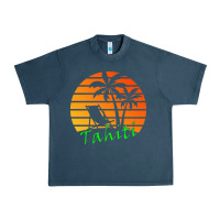 Midnight Navy outdoor t  shirt tahiti retro vintage sunset t  shirt Urban Heavy Tee - linhVisuals