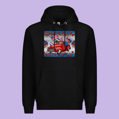 American Truck 4th Of July Mousepad Premium Hoodie Designed By Barkaloodesign