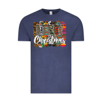 Vintage Denim Western Merry Christmas Vintage Tee - CowhideDigitalArt