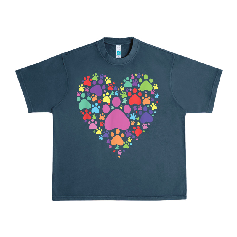 Heart Paw Print Dog Cat Lover Valentines Day T Shirt Urban Heavy Tee by linhVisuals | Teevron