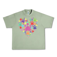 Oil Green heart paw print dog cat lover valentines day t shirt Urban Heavy Tee - linhVisuals