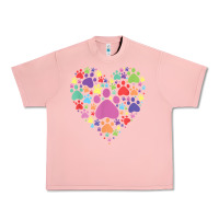 Salmon heart paw print dog cat lover valentines day t shirt Urban Heavy Tee - linhVisuals