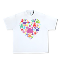 White heart paw print dog cat lover valentines day t shirt Urban Heavy Tee - linhVisuals