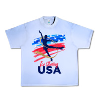 Ice Skating Dance Support The Team Tshirt Usa Flag T Shirt Urban Heavy Tee | Teevron