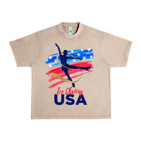 French Oak ice skating dance support the team tshirt usa flag t shirt Urban Heavy Tee - linhVisuals