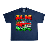 Navy Small town Christmas Urban Heavy Tee - CowhideDigitalArt