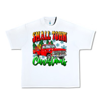 White Small town Christmas Urban Heavy Tee - CowhideDigitalArt