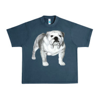 Midnight Navy English Bulldog Art Urban Heavy Tee - linhVisuals