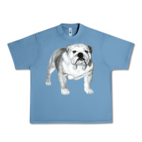 Pebble Blue English Bulldog Art Urban Heavy Tee - linhVisuals