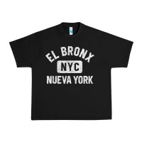 Black el bronx nueva york nyc gym style distressed white print t shirt Urban Heavy Tee - linhVisuals