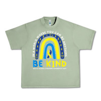 Oil Green be kind down syndrome awareness blue ribbon rainbow march 21 t shirt Urban Heavy Tee - linhVisuals