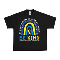 Black be kind down syndrome awareness blue ribbon rainbow march 21 t shirt Urban Heavy Tee - linhVisuals