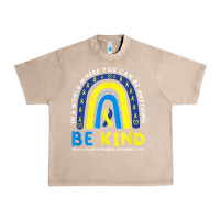 French Oak be kind down syndrome awareness blue ribbon rainbow march 21 t shirt Urban Heavy Tee - linhVisuals