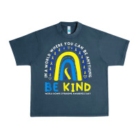Midnight Navy be kind down syndrome awareness blue ribbon rainbow march 21 t shirt Urban Heavy Tee - linhVisuals