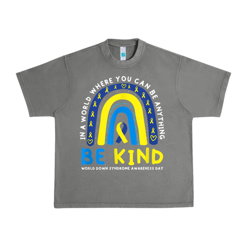Be Kind Down Syndrome Awareness Blue Ribbon Rainbow March 21 T Shirt Urban Heavy Tee by linhVisuals | Teevron