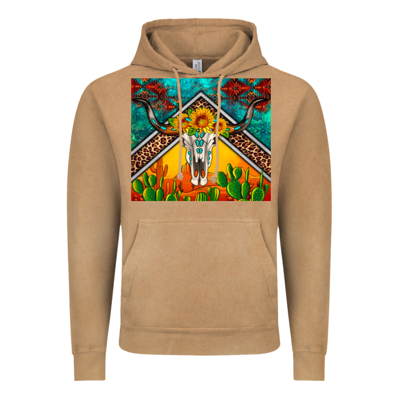 Western Sunflowers Longhorn Bull Skull Vintage Hoodie by Artiststas | Teevron