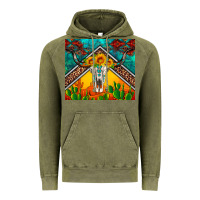 Vintage Olive western sunflowers longhorn bull skull Vintage Hoodie - Artiststas