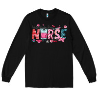 Black Nurse Valentine Long Sleeve Tee - CowhideDigitalArt