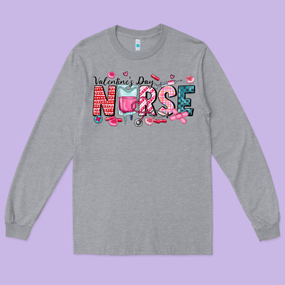 Nurse Valentine Long Sleeve Tee Designed By Cowhidedigitalart