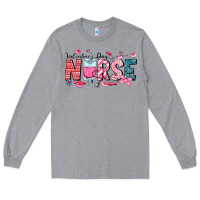 Heather Grey Nurse Valentine Long Sleeve Tee - CowhideDigitalArt