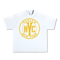 White harlem new york nyc vintage sign distressed amber print t shirt Urban Heavy Tee - linhVisuals