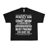 Black i'm not a perfect son but my crazy mom loves me mother's day t shirt Urban Heavy Tee - linhVisuals
