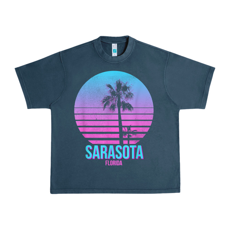 Sarasota Florida Vintage Retro Palm Tree T Shirt Urban Heavy Tee by linhVisuals | Teevron