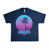 Navy sarasota florida vintage retro palm tree t shirt Urban Heavy Tee - linhVisuals