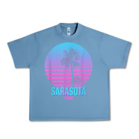 Pebble Blue sarasota florida vintage retro palm tree t shirt Urban Heavy Tee - linhVisuals