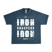 Midnight Navy iron sharpens iron proverbs christian bible verse religious pullover h Urban Heavy Tee - linhVisuals