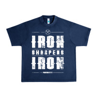 Navy iron sharpens iron proverbs christian bible verse religious pullover h Urban Heavy Tee - linhVisuals
