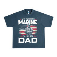 Midnight Navy my favorite marine calls me dad t  shirt father's day flag my favorite Urban Heavy Tee - linhVisuals