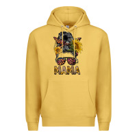 Antique Gold mess bun mama sunflowers Premium Hoodie - BarkalooDesign
