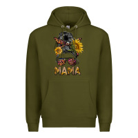 Army Green mess bun mama sunflowers Premium Hoodie - BarkalooDesign