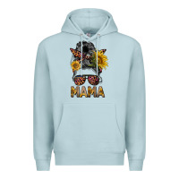 Blue Mist mess bun mama sunflowers Premium Hoodie - BarkalooDesign