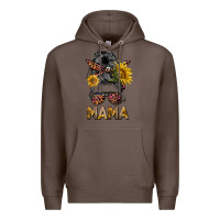 Coffee mess bun mama sunflowers Premium Hoodie - BarkalooDesign