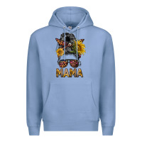Colony Blue mess bun mama sunflowers Premium Hoodie - BarkalooDesign