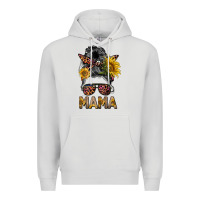 Dove Grey mess bun mama sunflowers Premium Hoodie - BarkalooDesign