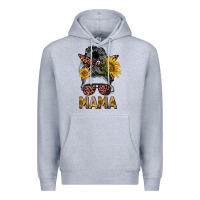 Heather Grey mess bun mama sunflowers Premium Hoodie - BarkalooDesign