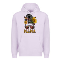 Lilac mess bun mama sunflowers Premium Hoodie - BarkalooDesign