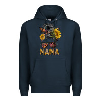Navy mess bun mama sunflowers Premium Hoodie - BarkalooDesign