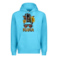 Ocean Blue mess bun mama sunflowers Premium Hoodie - BarkalooDesign