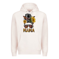 Pale Pink mess bun mama sunflowers Premium Hoodie - BarkalooDesign