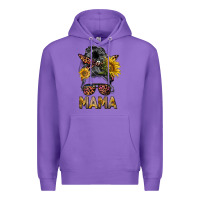 Purple mess bun mama sunflowers Premium Hoodie - BarkalooDesign