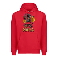 Red mess bun mama sunflowers Premium Hoodie - BarkalooDesign