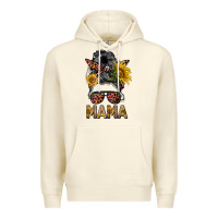 Sandshell mess bun mama sunflowers Premium Hoodie - BarkalooDesign