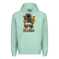 Seafoam mess bun mama sunflowers Premium Hoodie - BarkalooDesign