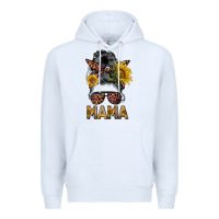 White mess bun mama sunflowers Premium Hoodie - BarkalooDesign